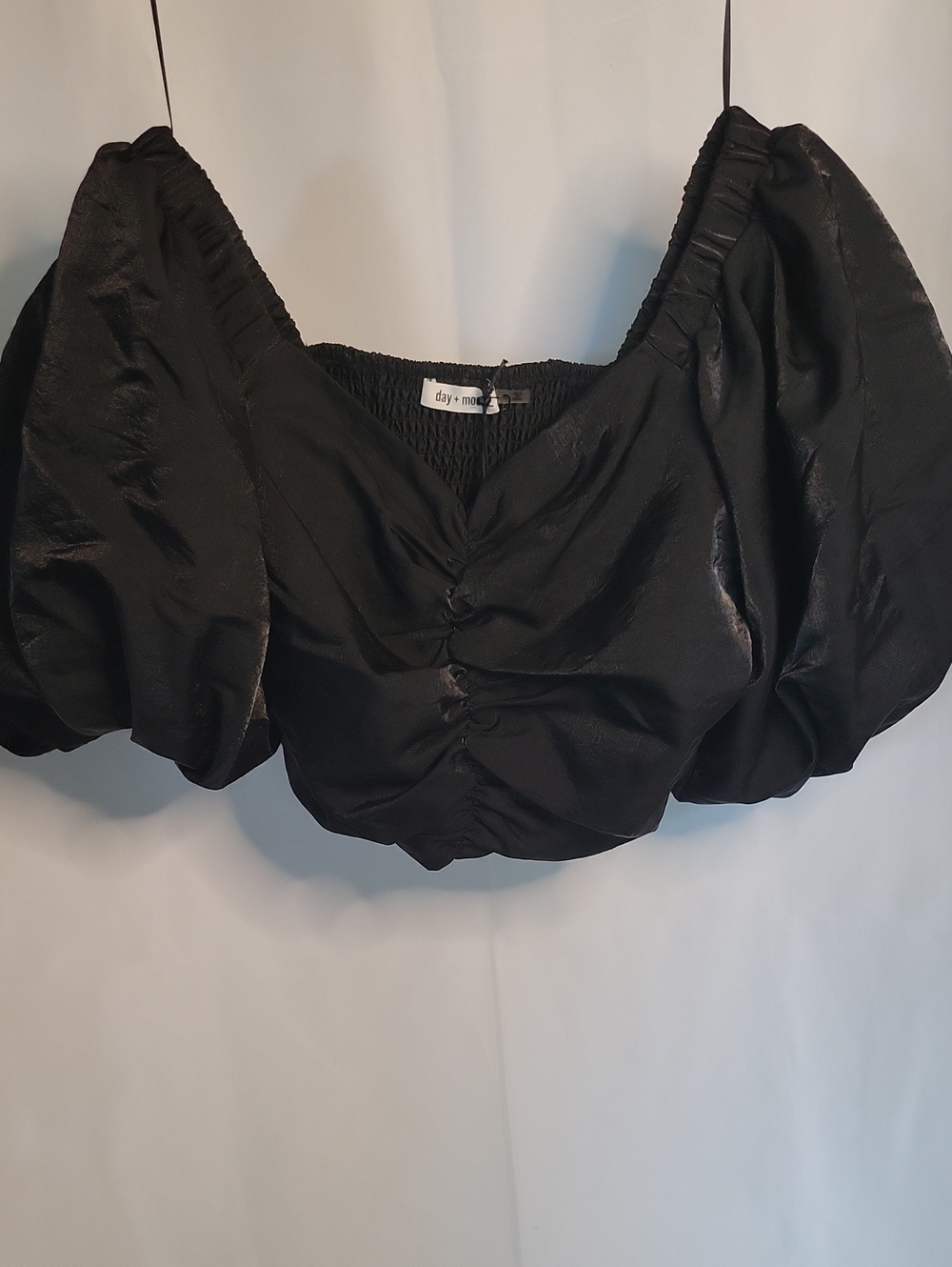 Black Puff Sleeve Crop Top